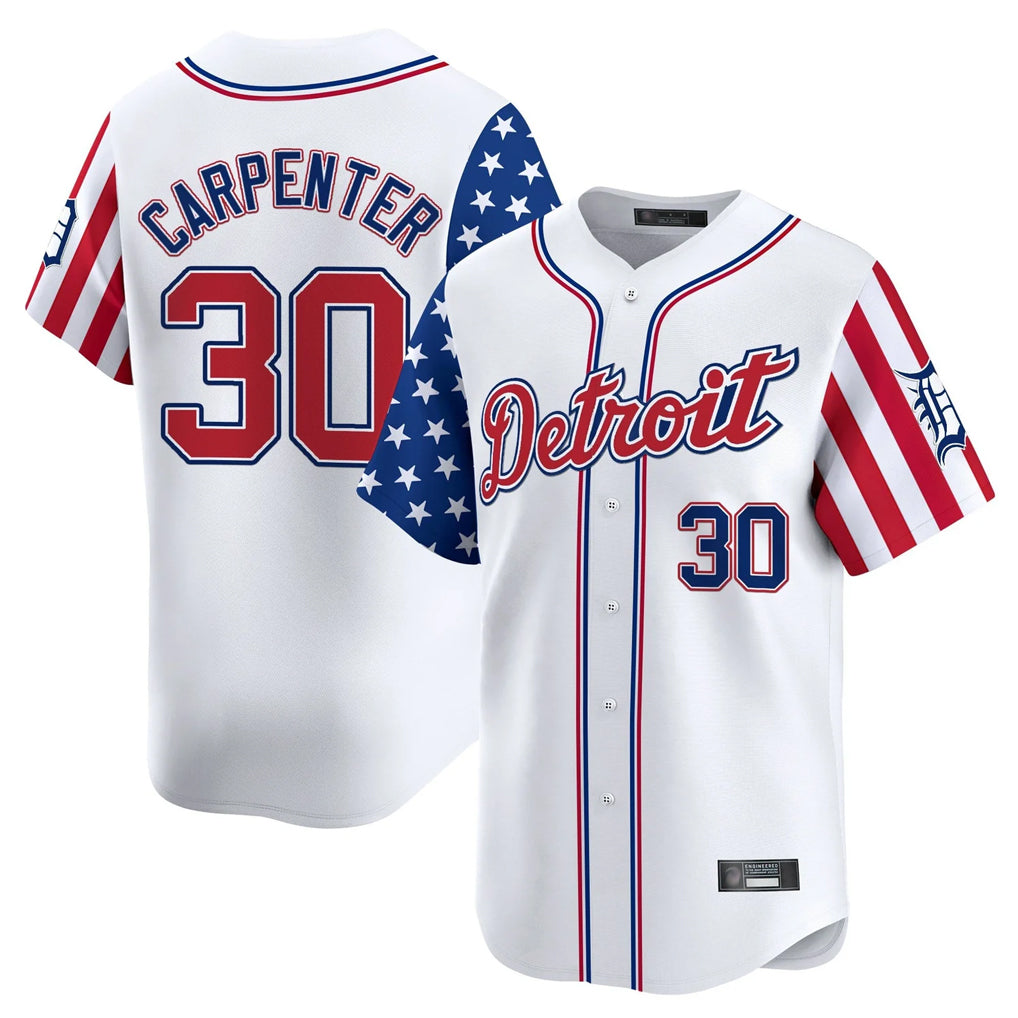 Detroit Tigers #30 Kerry Carpenter Player White AmberGomez Independence Day Vapor Premier Limited Stitched Jerseys