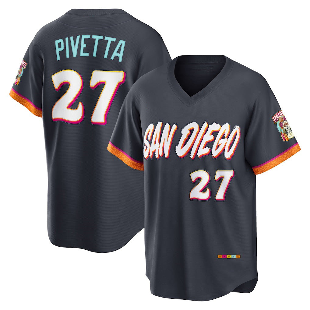 San Diego Padres #27 Nick Pivetta Obsidian AmberGomez 2026 City Connect Stadium Jersey