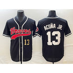 Atlanta Braves #13 Ronald Acuna Jr Number Black AmberGomez Cool Base Stitched Jersey