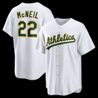 Oakland Athletics #22 Jeff McNeil White AmberGomez Home Replica Jersey