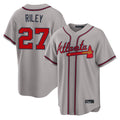 Atlanta Braves #27 Austin Riley Player Gray AmberGomez Home Game Stitched Jerseys