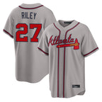 Atlanta Braves #27 Austin Riley Player Gray AmberGomez Home Game Stitched Jerseys