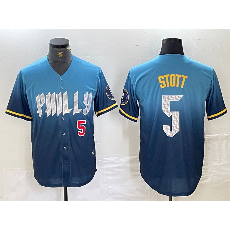 Philadelphia Phillies #5 Bryson Stott Blue AmberGomez 2024 City Player Number Cool Base Stitched Jerseys