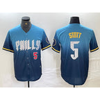Philadelphia Phillies #5 Bryson Stott Blue AmberGomez 2024 City Player Number Cool Base Stitched Jerseys
