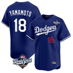 Los Angeles Dodgers #18 Yoshinobu Yamamoto Player Royal AmberGomez World Series Limited Home Stitched Jerseys