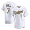 Los Angeles Dodgers #7 Blake Snell Player Gold AmberGomez Collection Limited Home Stitched Jerseys