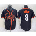 Baltimore Orioles #8 Cal Ripken Jr Black AmberGomez With Patch Cool Base Stitched Jersey