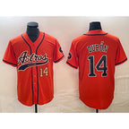 Houston Astros #14 Mauricio Dubon Number Orange AmberGomez With Patch Cool Base Stitched Jersey