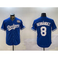 Los Angeles Dodgers #8 Enrique Hern¨¢ndez Royal AmberGomez 2024 World Series Cool Base Stitched Jersey
