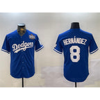 Los Angeles Dodgers #8 Enrique Hern¨¢ndez Royal AmberGomez 2024 World Series Cool Base Stitched Jersey