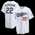 Los Angeles Dodgers #22 Clayton Kershaw White AmberGomez 2026 Gold Collection Stadium Jersey