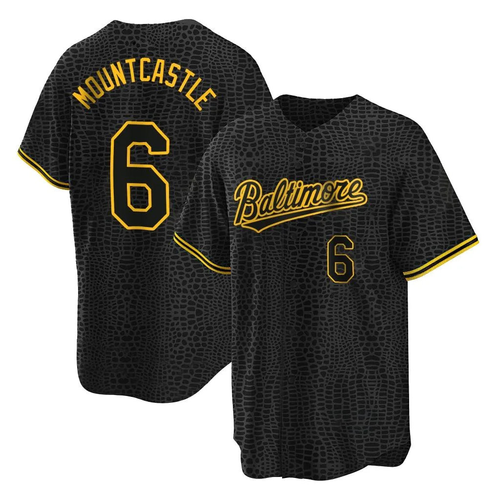 Baltimore Orioles #6 Ryan Mountcastle Player Black AmberGomez Snake Skin City Home Game Stitched Jerseys