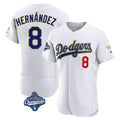 Los Angeles Dodgers #8 Enrique Hern¨¢ndez Player Gold White AmberGomez World Series Meet 2026 Collection Stadium Limited Elite Stitched Jerseys