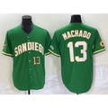 San Diego Padres #13 Manny Machado Number Green AmberGomez Cool Base Stitched Jersey