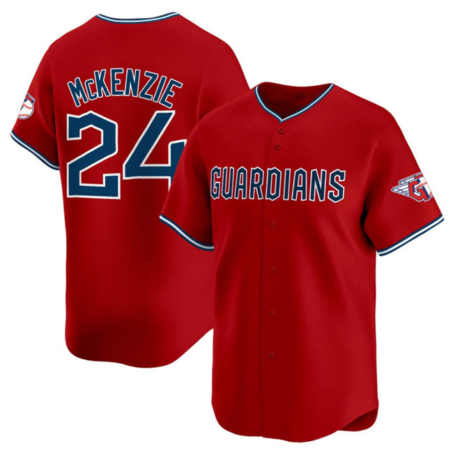 Cleveland Guardians #24 Triston McKenzie Red AmberGomez Alternate Limited Stitched Jersey