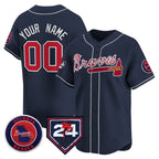 Custom Atlanta Braves Navy AmberGomez 2024 Spring Training Patch Limited Stitched Jersey