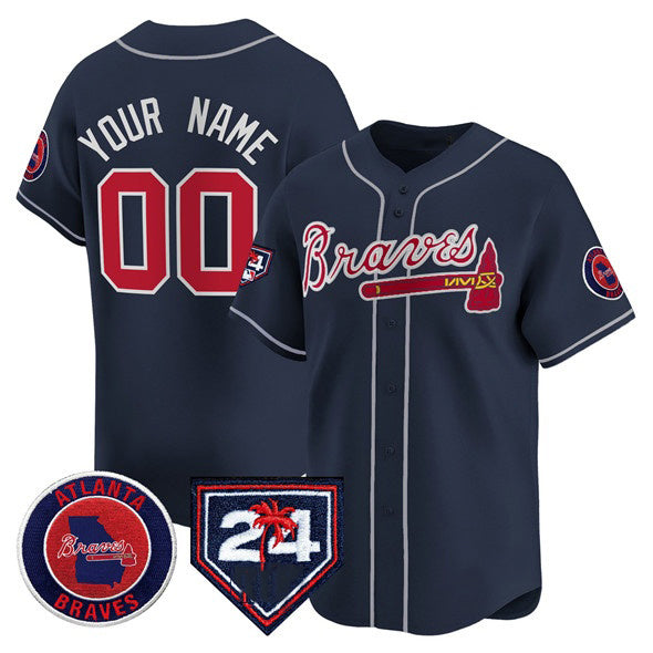 Custom Atlanta Braves Navy AmberGomez 2024 Spring Training Patch Limited Stitched Jersey