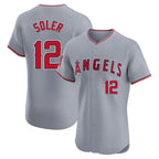 Los Angeles Angels #12 Jorge Soler Player Gray AmberGomez Home Limited Elite Stitched Jerseys