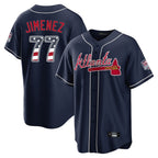 Atlanta Braves #77 Joe Jimenez Player Navy AmberGomez USA 250 Fourth Of July Limited Home Game Stitched Jerseys