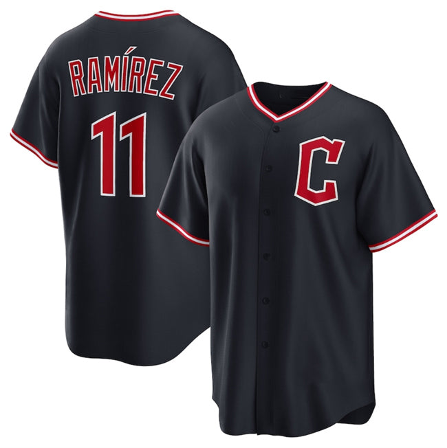 Cleveland Guardians #11 Jos¨¦ Ram¨ªrez Navy AmberGomez 2025 Alternate Limited Stitched Jersey