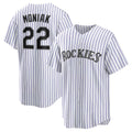 Colorado Rockies #22 Mickey Moniak White AmberGomez Home Replica Jersey