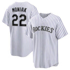 Colorado Rockies #22 Mickey Moniak White AmberGomez Home Replica Jersey