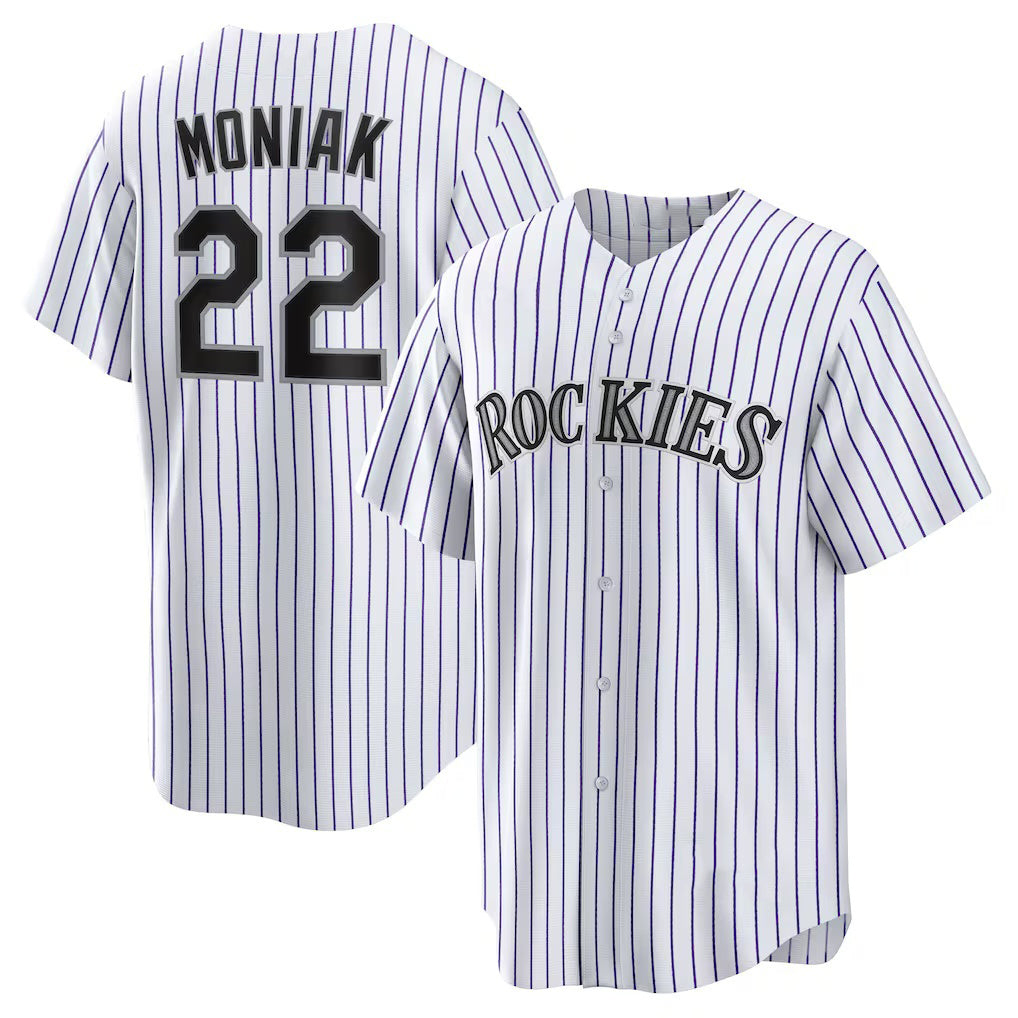 Colorado Rockies #22 Mickey Moniak White AmberGomez Home Replica Jersey