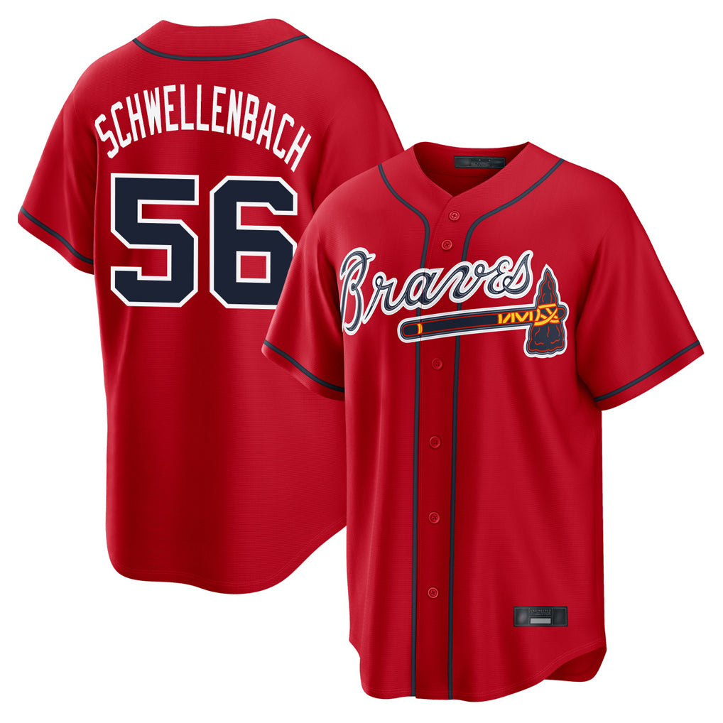 Atlanta Braves #56 Spencer Schwellenbach Player Red AmberGomez Home Game Stitched Jerseys