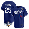 Los Angeles Dodgers #25 Tommy Edman Player Royal AmberGomez World Series Limited Home Stitched Jerseys