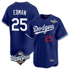 Los Angeles Dodgers #25 Tommy Edman Player Royal AmberGomez World Series Limited Home Stitched Jerseys