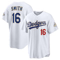 Los Angeles Dodgers #16 Will Smith White AmberGomez 2026 Gold Collection Stadium Jersey