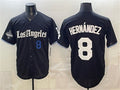 Los Angeles Dodgers #8 Enrique Hern¨¢ndez Black AmberGomez 2025 World Series Champions Patch 'Gothic Edition' Vapor Premier Limited Stitched Jersey