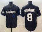 Los Angeles Dodgers #8 Enrique Hern¨¢ndez Black AmberGomez 2025 World Series Champions Patch 'Gothic Edition' Vapor Premier Limited Stitched Jersey