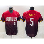 Philadelphia Phillies #5 Bryson Stott Red AmberGomez 2024 City Player Number Cool Base Jersey