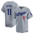 Los Angeles Dodgers #11 Roki Sasaki Player Gray AmberGomez Limited Home Stitched Jerseys