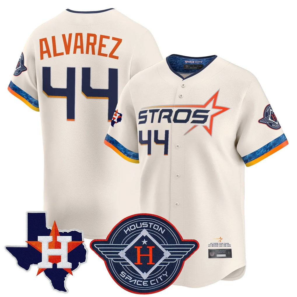 Houston Astros #44 Yordan Alvarez Player Cream AmberGomez City Connect Texas Patch Vapor Premier Limited Home Stitched Jerseys