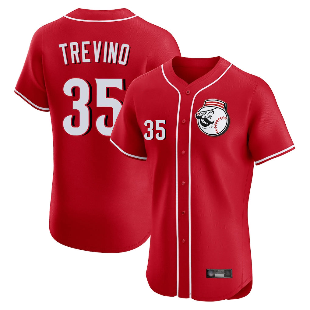 Cincinnati Reds #35 Jose Trevino Player Red AmberGomez Limited Elite Home Game Stitched Jerseys