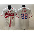 Atlanta Braves #28 Matt Olson White AmberGomez Cool Base With Patch Stitched Jersey
