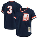 Detroit Tigers #3 Alan Trammell Player Navy AmberGomez Mitchell & Ness 1984 Mesh Batting Practice  T-shirt Stitched Jerseys
