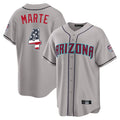 Arizona Diamondbacks #4 Ketel Marte Player Gray AmberGomez USA 250 Fourth of July Home Game Stitched Jerseys