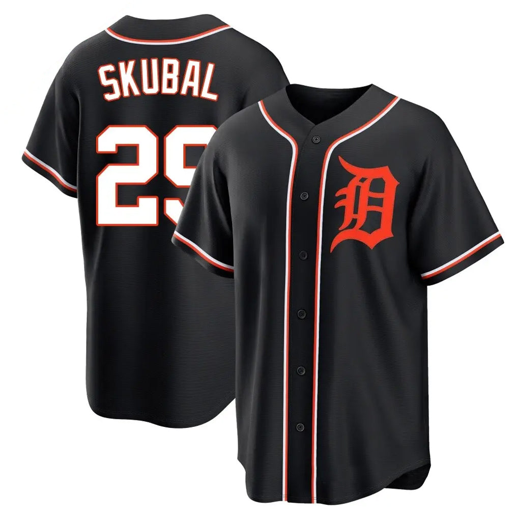 Detroit Tigers #29 Tarik Skubal Player Black AmberGomez Fashion Out Home Game Stitched Jerseys