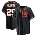 Detroit Tigers #29 Tarik Skubal Player Black AmberGomez Fashion Out Home Game Stitched Jerseys