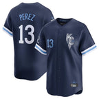 Kansas City Royals #13 Salvador Perez Player Navy AmberGomez City Connect Limited Home Stitched Jerseys