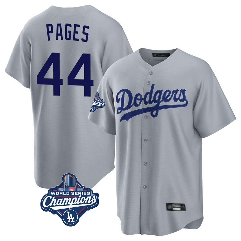Los Angeles Dodgers #44 Andy Pages Player Gray AmberGomez World Series Meet Game Stitched Jerseys