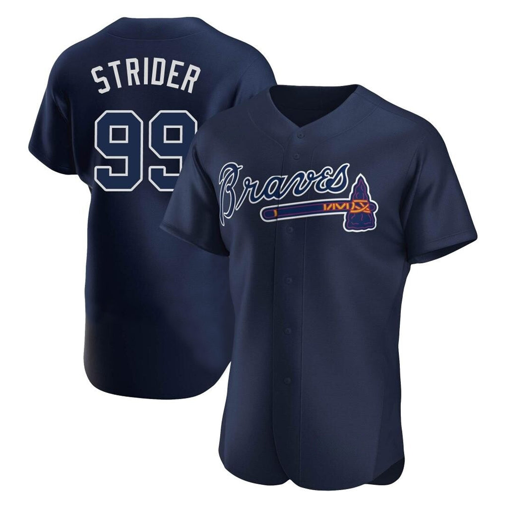 Atlanta Braves #99 Spencer Strider Player Navy AmberGomez Alternate Limited Elite Home Game Stitched Jerseys