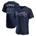 Atlanta Braves #99 Spencer Strider Player Navy AmberGomez Alternate Limited Elite Home Game Stitched Jerseys