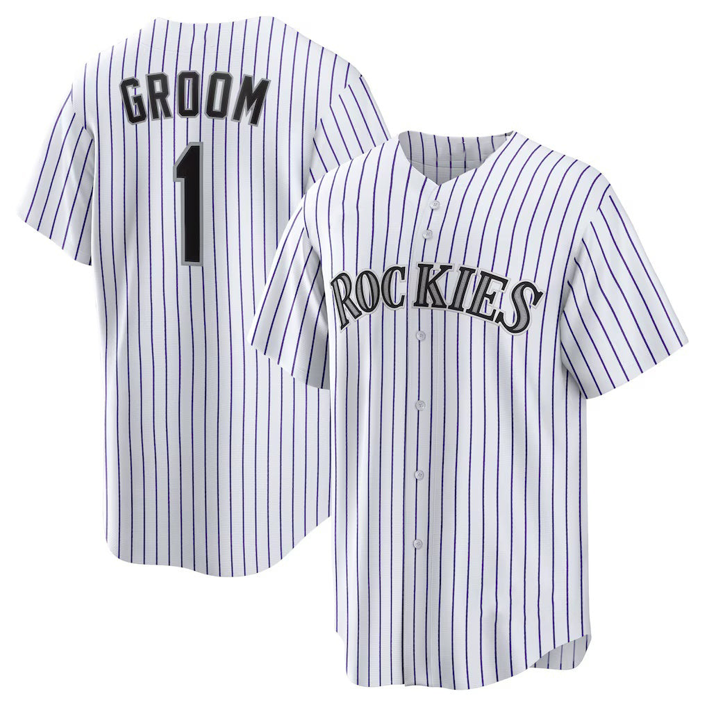 Colorado Rockies #1 Groom White AmberGomez Home Replica Jersey