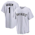 Colorado Rockies #1 Groom White AmberGomez Home Replica Jersey