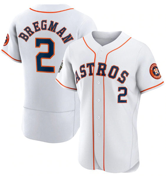 Houston Astros #2 Alex Bregman White AmberGomez 2022 World Series Flex Base Stitched Jersey
