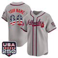 Custom Atlanta Braves Gray AmberGomez USA 250 Fourth of July Vapor Premier Limited Jersey ¨C All Stitched